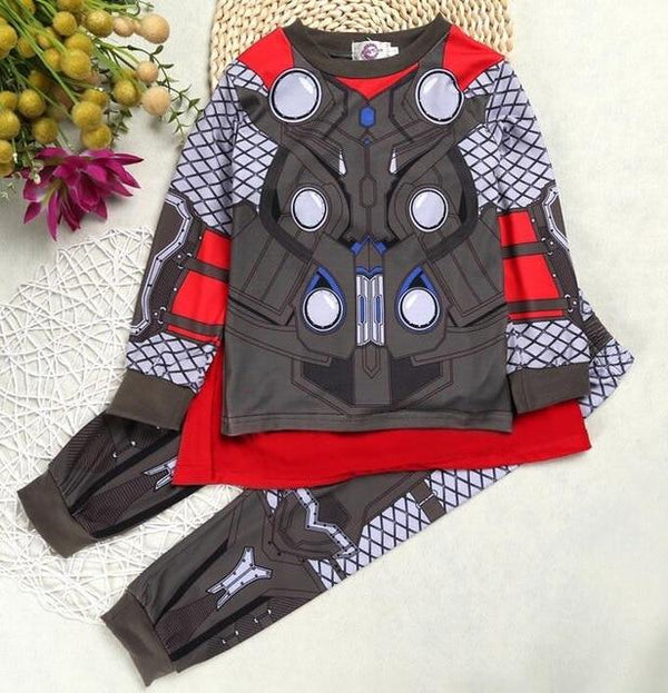 Marvel Avengers Pajamas Boy Clothing Set Spiderman Captain America Thor Hulk Ironman Sleepwear Long Sleeve Pyjamas set Boys Kid