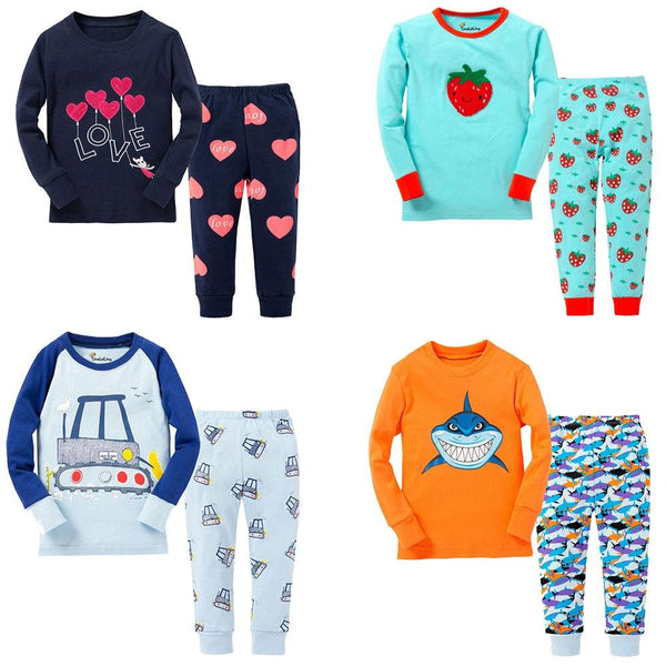Brand New High Quality Boys and Girls Fashion Strawberry Cartoon Pajamas Sets Boys Pyjamas Girls Pajama Pijama for Kids 1-8 Year