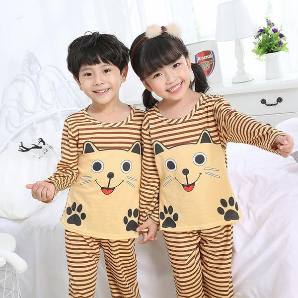 Autumn Winter Children Pajamas Set Long Sleeve Cartoon Kid Catamite Girl Clothes Lovely Children's Pyjamas Big Boy Home Clothes