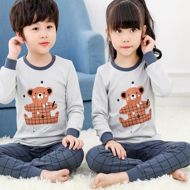 Autumn Winter Children Pajamas Long Sleeve Cartoon Kids Sleepwear Baby Girl Clothes Suit Cotton Child Pyjamas Boy Nightwear Home