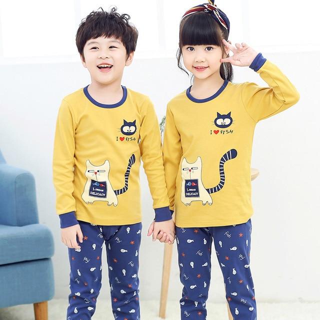 Autumn Winter Children Pajamas Long Sleeve Cartoon Kids Sleepwear Baby Girl Clothes Suit Cotton Child Pyjamas Boy Nightwear Home