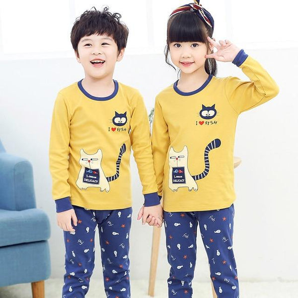 Autumn Winter Children Pajamas Long Sleeve Cartoon Kids Sleepwear Baby Girl Clothes Suit Cotton Child Pyjamas Boy Nightwear Home