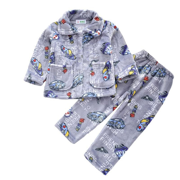 Warmed for winter Pijamas Kids Flannel Pijama set Baby boy girl Cartoon printing Pajamas Children sleepwear Infant pajamas