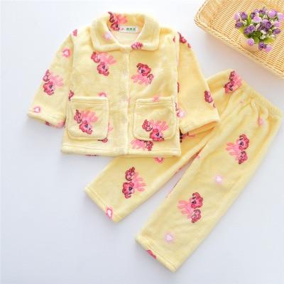 Warmed for winter Pijamas Kids Flannel Pijama set Baby boy girl Cartoon printing Pajamas Children sleepwear Infant pajamas