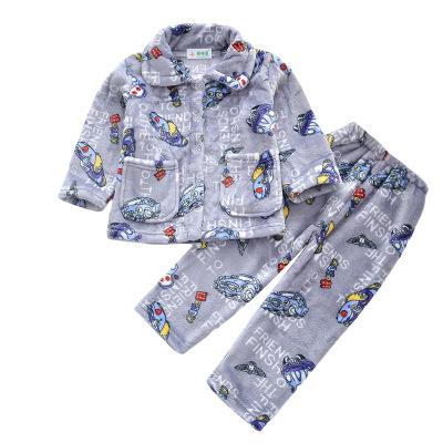 Warmed for winter Pijamas Kids Flannel Pijama set Baby boy girl Cartoon printing Pajamas Children sleepwear Infant pajamas