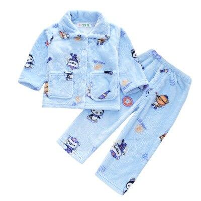 Warmed for winter Pijamas Kids Flannel Pijama set Baby boy girl Cartoon printing Pajamas Children sleepwear Infant pajamas