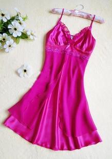 2018 Solid Satin Chiffon Women Nightgowns Summer Nightdress Sheer Chemises Nightshirt Lace Sleepwear Sexy Nightwear Trim Nightie