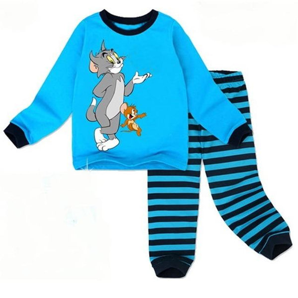 Baby Boys Girls Pajamas Children Long Sleeve Casual Clothes Set Bodysuit Kids Cartoon Sleepwear Boys Homewear Nightwear WKJH75