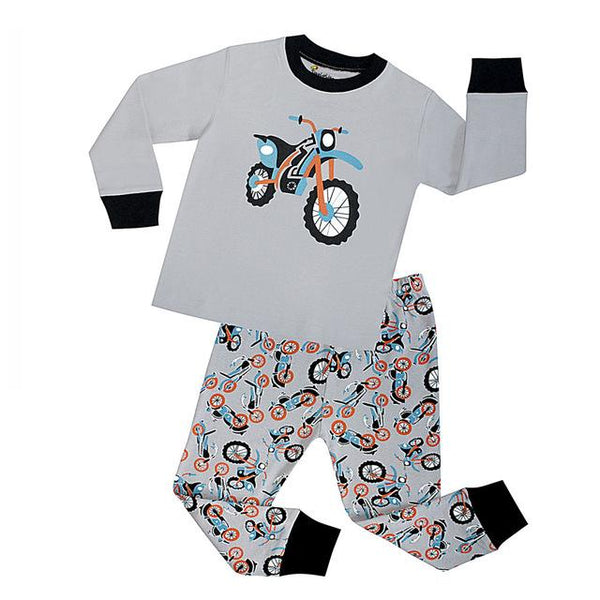 100 Cotton Long Sleeve Motorcycle Boys Pajamas Children Cartoon Pajama Sets Baby Sleepwear Pyjamas Kids for 1-8 Years Nightwear