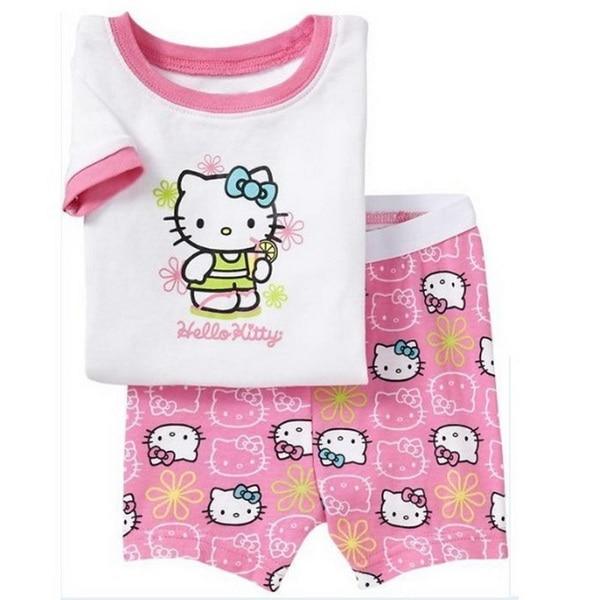 Hot sale Summer Girls Pajamas Suits Short Sleeve Kids Pijama Character Children Pyjama Sets Boys Sleepwear bottom Clothing YW10