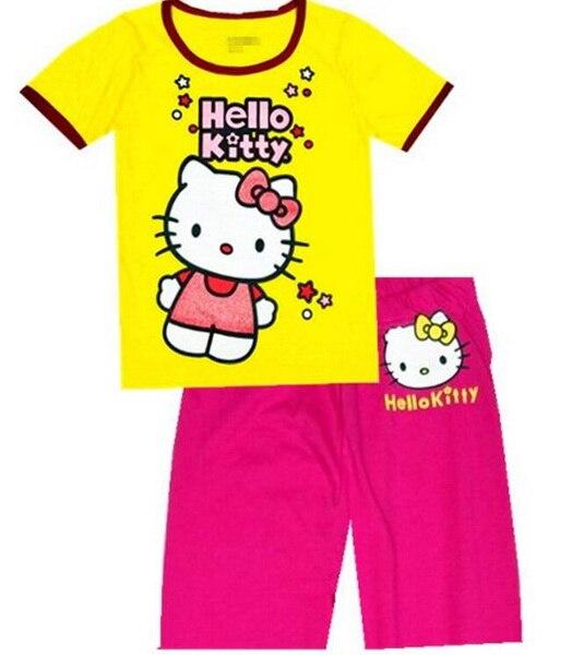 Hot sale Summer Girls Pajamas Suits Short Sleeve Kids Pijama Character Children Pyjama Sets Boys Sleepwear bottom Clothing YW10