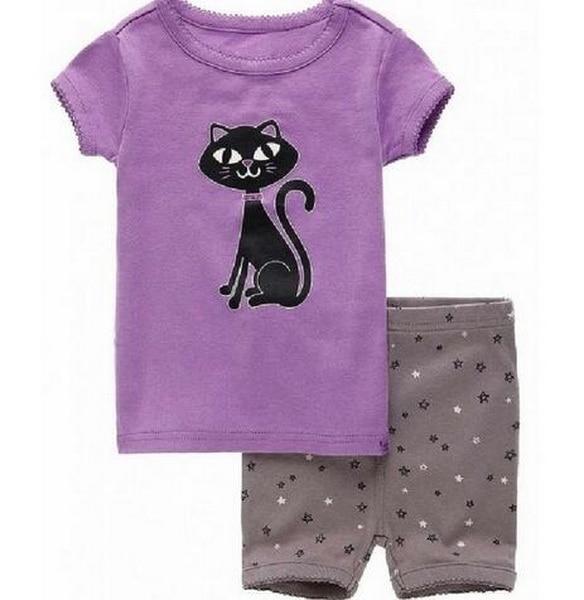 Hot sale Summer Girls Pajamas Suits Short Sleeve Kids Pijama Character Children Pyjama Sets Boys Sleepwear bottom Clothing YW10