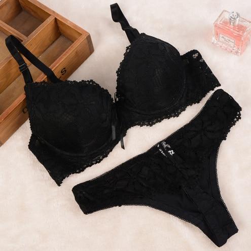 [Cheap]New 2019 Lace Embroidery Bra Set Women Plus Size Push Up Underwear Set Bra and Panty Set 32 34 36 38 ABC Cup For Female