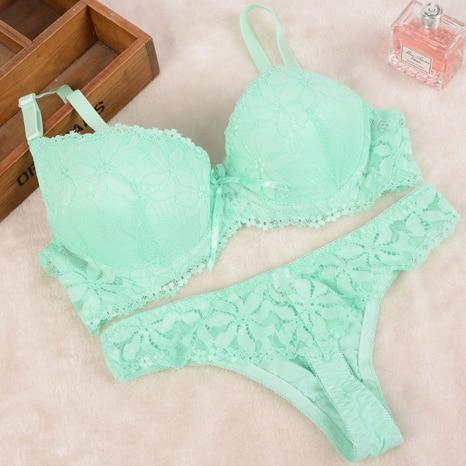 [Cheap]New 2019 Lace Embroidery Bra Set Women Plus Size Push Up Underwear Set Bra and Panty Set 32 34 36 38 ABC Cup For Female