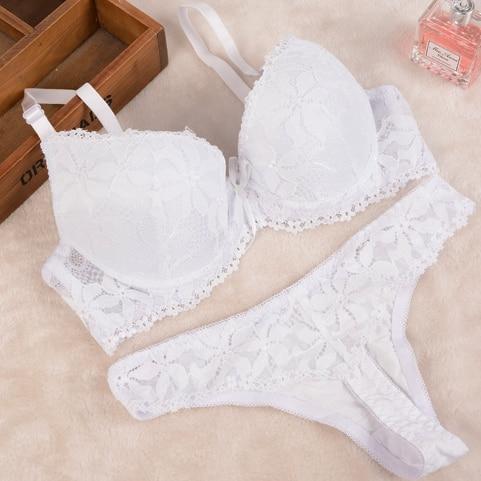 [Cheap]New 2019 Lace Embroidery Bra Set Women Plus Size Push Up Underwear Set Bra and Panty Set 32 34 36 38 ABC Cup For Female
