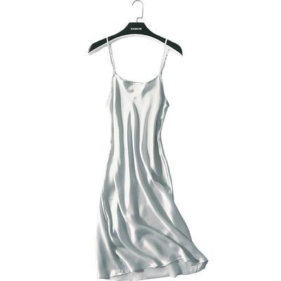 100% REAL silk nightgowns women Sexy Spaghetti Strap sleepdress Solid SATIN nightdress nightie Summer style pink white black