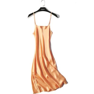 100% REAL silk nightgowns women Sexy Spaghetti Strap sleepdress Solid SATIN nightdress nightie Summer style pink white black