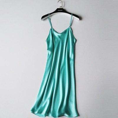 100% REAL silk nightgowns women Sexy Spaghetti Strap sleepdress Solid SATIN nightdress nightie Summer style pink white black