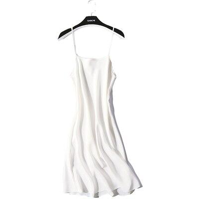 100% REAL silk nightgowns women Sexy Spaghetti Strap sleepdress Solid SATIN nightdress nightie Summer style pink white black