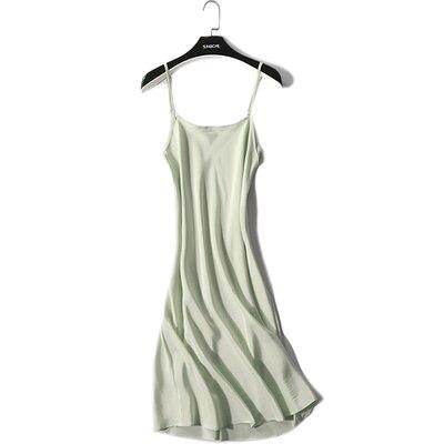 100% REAL silk nightgowns women Sexy Spaghetti Strap sleepdress Solid SATIN nightdress nightie Summer style pink white black