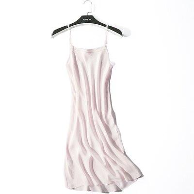 100% REAL silk nightgowns women Sexy Spaghetti Strap sleepdress Solid SATIN nightdress nightie Summer style pink white black