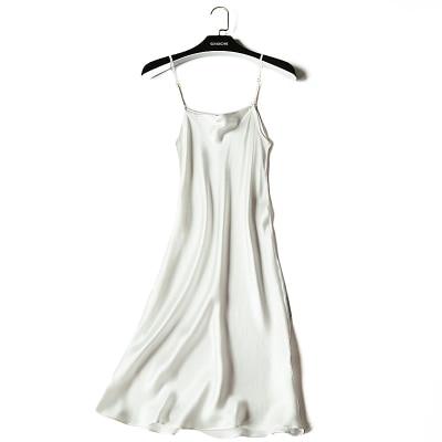100% REAL silk nightgowns women Sexy Spaghetti Strap sleepdress Solid SATIN nightdress nightie Summer style pink white black