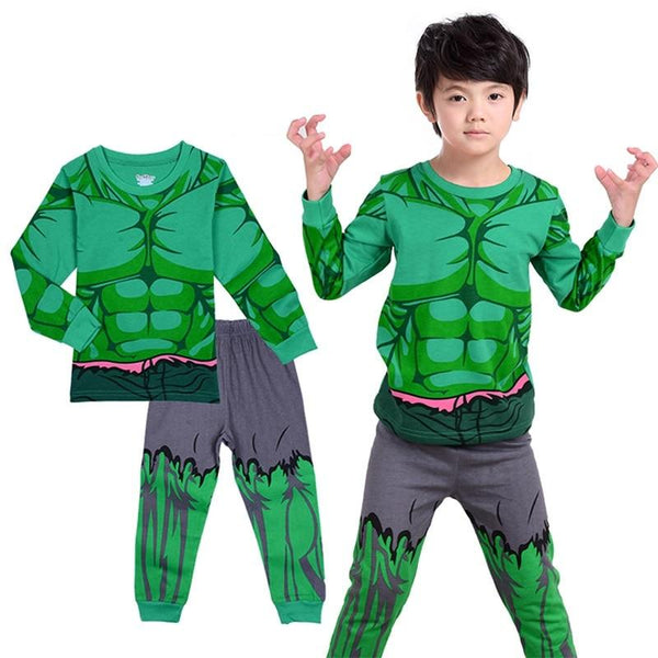 2-10Y Kids Boy Hulk Spiderman Ironman Thor Winter Pyjamas Avengers Sleepwear Clothes Set Child Pijamas Chidren Pajamas Sleepwear