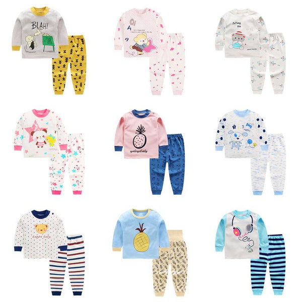 Cartoon Kids Pajamas Sets Cotton Boys Sleepwear Suit Warm Child Girl Pajamas Long Sleeve Tops+Pants 2pcs Children Clothing