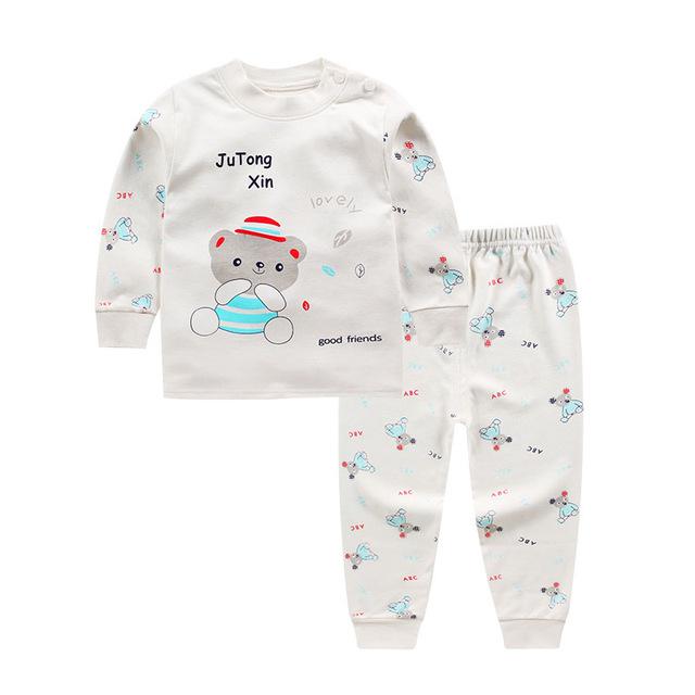 Cartoon Kids Pajamas Sets Cotton Boys Sleepwear Suit Warm Child Girl Pajamas Long Sleeve Tops+Pants 2pcs Children Clothing