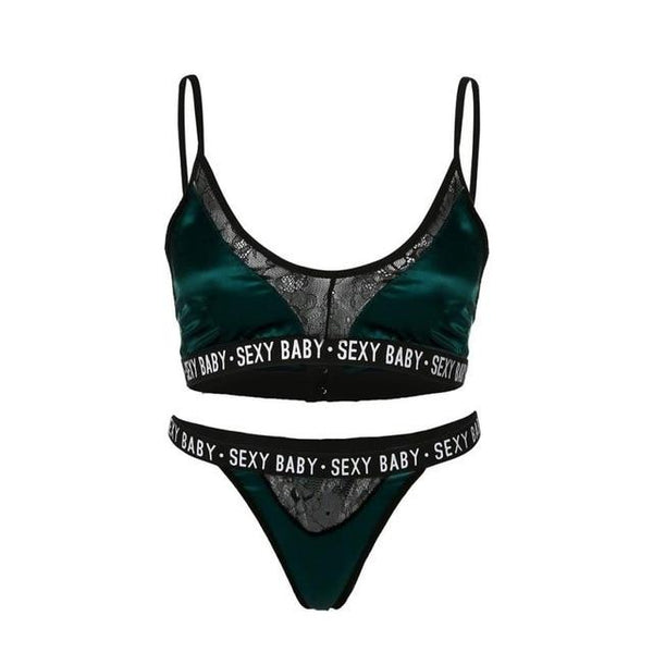 ANNJOLI 3XL Plus Size Sexy Lingerie Set Bralette Women Bra Letter Print Lace Patchwork Women Underwear Sets  Bra and Panty Set