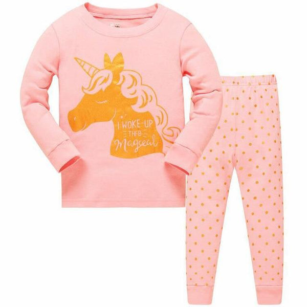 New Autumn Kids Pajamas Sets For Boys Girls Long Sleeve Lovely Unicorn Sleepwear Children Cotton Nightwear Home Wear