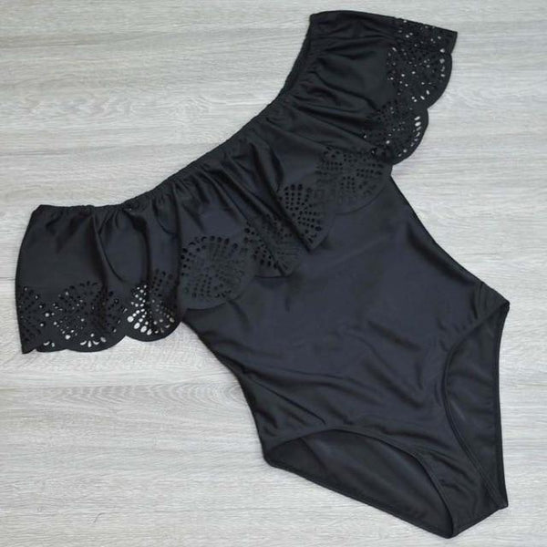 Swimwear Women Bikini Ruffle Plus Size Swimsuit Off Shoulder Brazilian Bikini Push Up Swim Wear Top Lace Monokini Bathing Suit