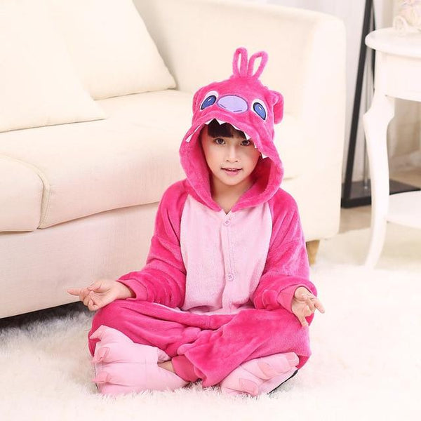 Kids Pajamas Flannel Animal Pegasus Stitch Unicorn Spiderman Pyjamas Boys Girls Winter Warm Children Sleepwear Onesies 4-12Y