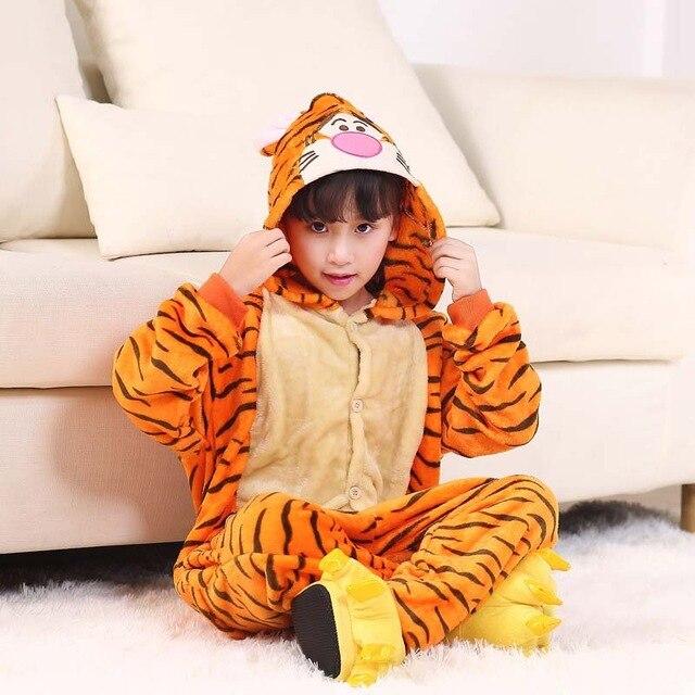 Kids Pajamas Flannel Animal Pegasus Stitch Unicorn Spiderman Pyjamas Boys Girls Winter Warm Children Sleepwear Onesies 4-12Y