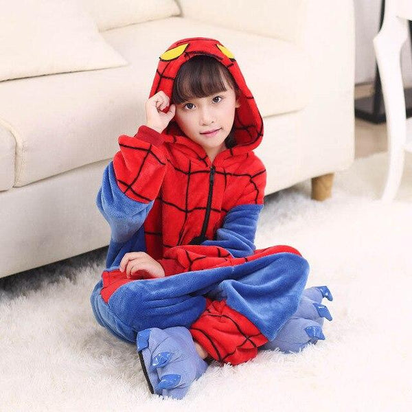 Kids Pajamas Flannel Animal Pegasus Stitch Unicorn Spiderman Pyjamas Boys Girls Winter Warm Children Sleepwear Onesies 4-12Y