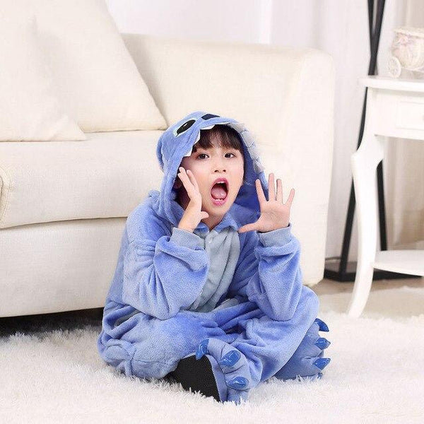 Kids Pajamas Flannel Animal Pegasus Stitch Unicorn Spiderman Pyjamas Boys Girls Winter Warm Children Sleepwear Onesies 4-12Y