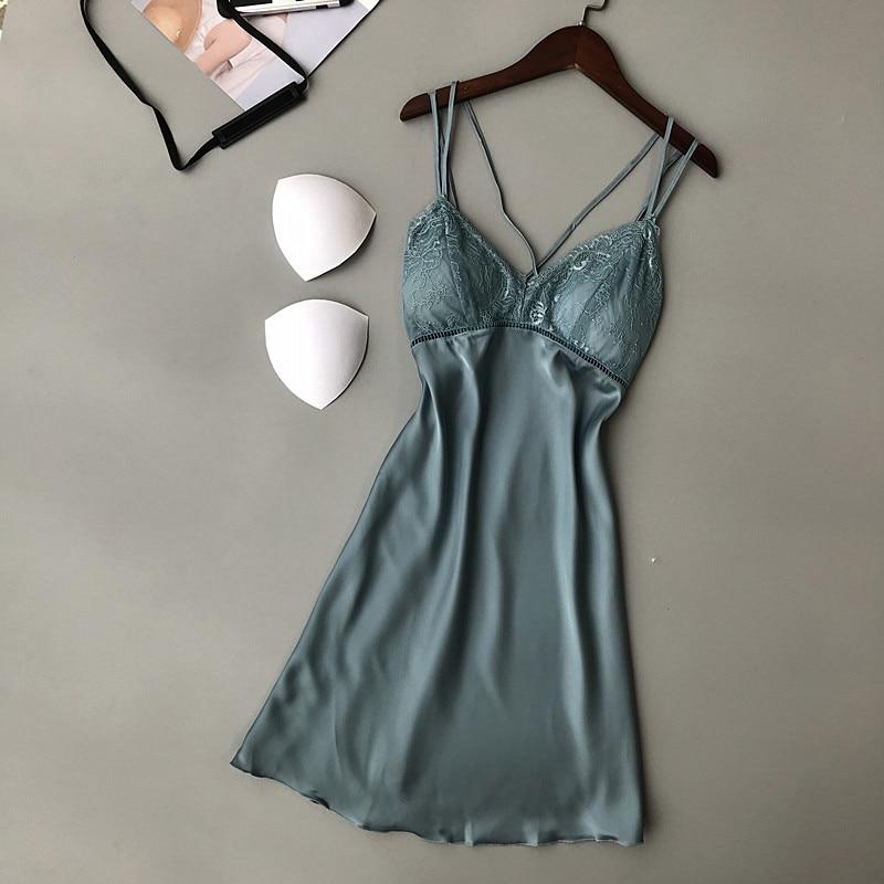 Sexy Lace Women Nightgown Ladies Lingerie Dress Sleepwear Nightwear Satin Night Dress Night Skirt Nighties for Women Sleepshirts