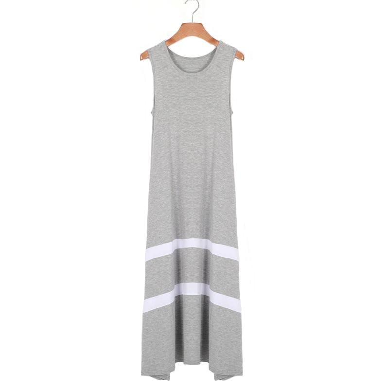 New Modal Stripe Basic Nightgown Nightie Long Sexy Lady Home Dress Summer Sleepwear Sleeveless Sexy Night Shirt Loose Nightwear