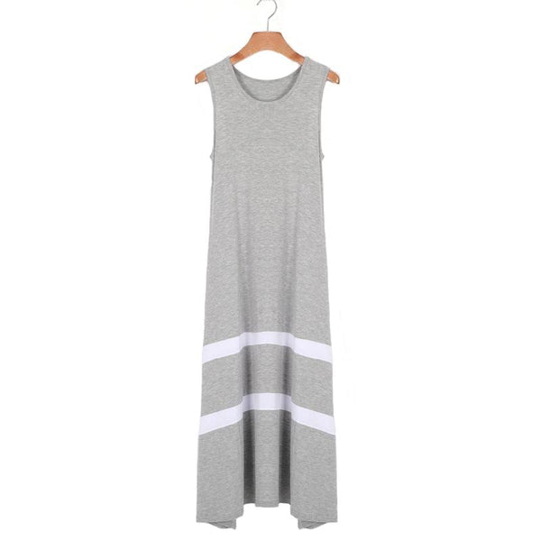 New Modal Stripe Basic Nightgown Nightie Long Sexy Lady Home Dress Summer Sleepwear Sleeveless Sexy Night Shirt Loose Nightwear