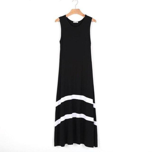 New Modal Stripe Basic Nightgown Nightie Long Sexy Lady Home Dress Summer Sleepwear Sleeveless Sexy Night Shirt Loose Nightwear