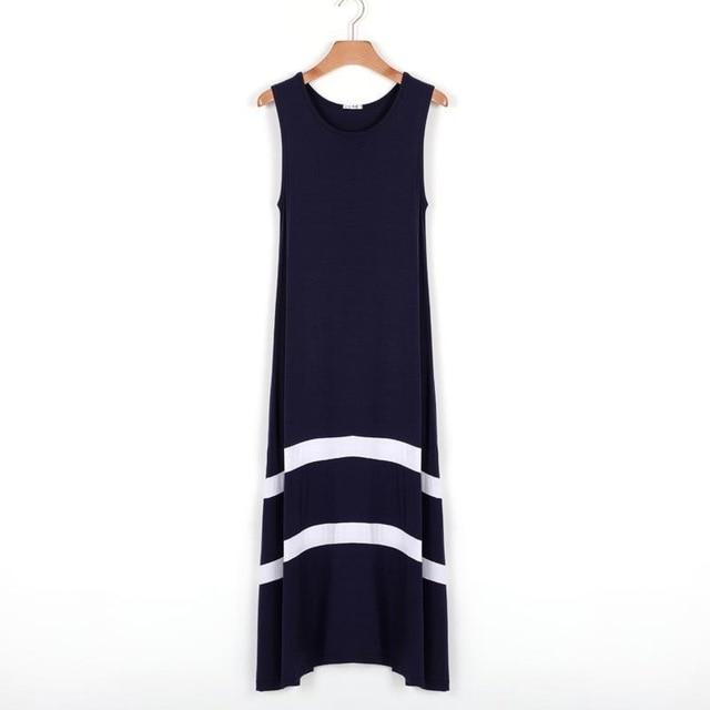 New Modal Stripe Basic Nightgown Nightie Long Sexy Lady Home Dress Summer Sleepwear Sleeveless Sexy Night Shirt Loose Nightwear