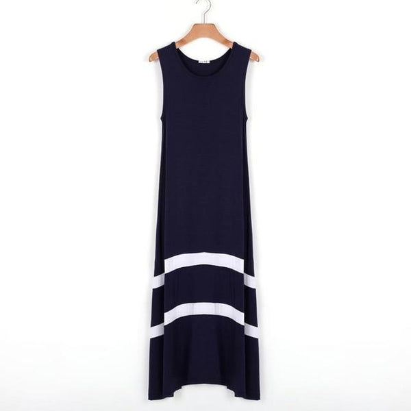 New Modal Stripe Basic Nightgown Nightie Long Sexy Lady Home Dress Summer Sleepwear Sleeveless Sexy Night Shirt Loose Nightwear