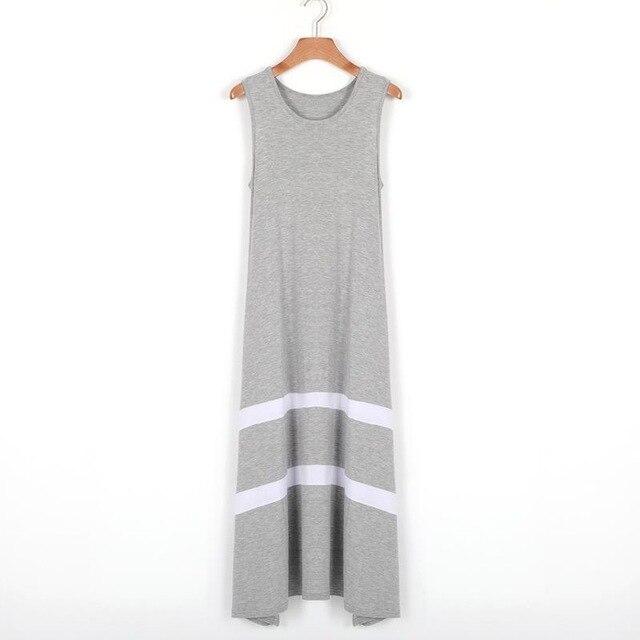 New Modal Stripe Basic Nightgown Nightie Long Sexy Lady Home Dress Summer Sleepwear Sleeveless Sexy Night Shirt Loose Nightwear