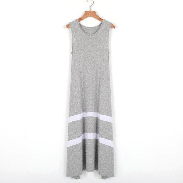 New Modal Stripe Basic Nightgown Nightie Long Sexy Lady Home Dress Summer Sleepwear Sleeveless Sexy Night Shirt Loose Nightwear