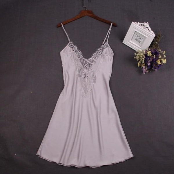 Sexy White Women Nightwear Lace Nightdress Nighty Mini Nightgown Suspender Skirt Sleepwear Rayon Sleeveless For Female M-XXL