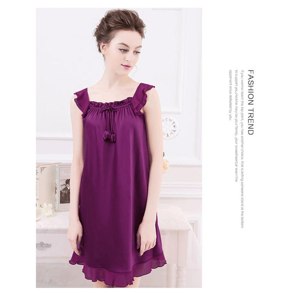 2018 Summer New Fashion Ladies Sleepwear Nighties Sexy Silk Nightgowns Female Sexy Women Nightdress Negligees Plus Size L XL 2XL