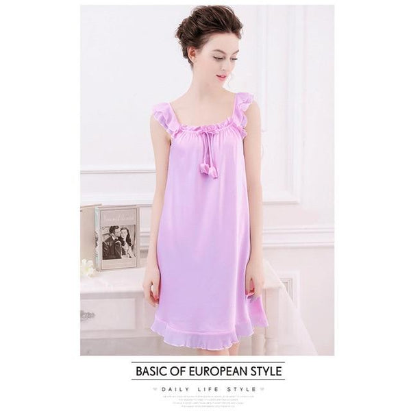 2018 Summer New Fashion Ladies Sleepwear Nighties Sexy Silk Nightgowns Female Sexy Women Nightdress Negligees Plus Size L XL 2XL