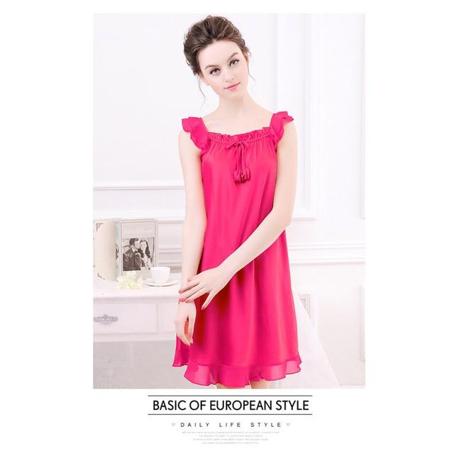 2018 Summer New Fashion Ladies Sleepwear Nighties Sexy Silk Nightgowns Female Sexy Women Nightdress Negligees Plus Size L XL 2XL