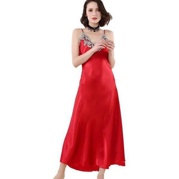 Long Nightgown Female Satin Home suit Lace Porn Night Dress Women Nighties plus Size silk sexy sleepwear lingerie night wear