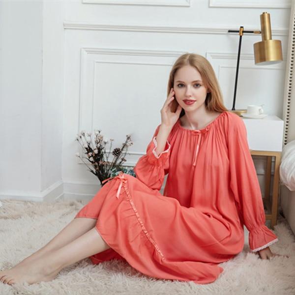 Fdfklak M-XXL plus size women nightwear Spring autumn new cotton long nightgown night dress nighties for women sleepwear Q1469